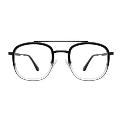 OS SLOMGA 31008 modern double bridge square optical frame in black and white, front view