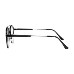 OS SLOMGA 31008 modern double bridge square optical frame in black and white, side profile view