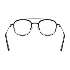 OS SLOMGA 31008 modern double bridge square optical frame in black and white, rear view