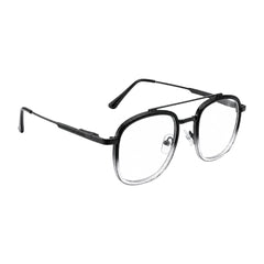 OS SLOMGA 31008 modern double bridge square optical frame in black and white, angled view