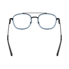 OS SLOMGA 31008 modern double bridge square optical frame in blue, rear view