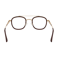 OS SLOMGA 31008 modern double bridge square optical frame in brown and gold, rear view