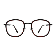 OS SLOMGA 31008 modern double bridge square optical frame in brown, front view