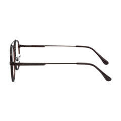 OS SLOMGA 31008 modern double bridge square optical frame in brown, side profile view