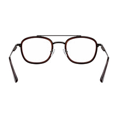 OS SLOMGA 31008 modern double bridge square optical frame in brown, rear view