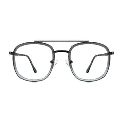 OS SLOMGA 31008 modern double bridge square optical frame in grey and blue, front view