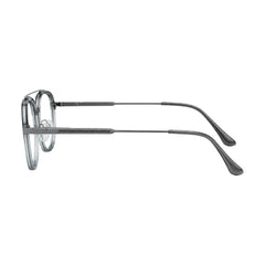 OS SLOMGA 31008 modern double bridge square optical frame in grey and blue, side profile view