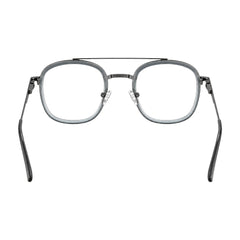 OS SLOMGA 31008 modern double bridge square optical frame in grey and blue, rear view