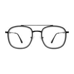 OS SLOMGA 31008 modern double bridge square optical frame in grey, front view