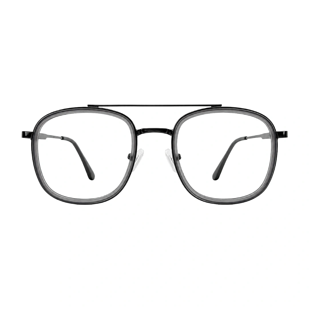 OS SLOMGA 31008 modern double bridge square optical frame in grey, front view