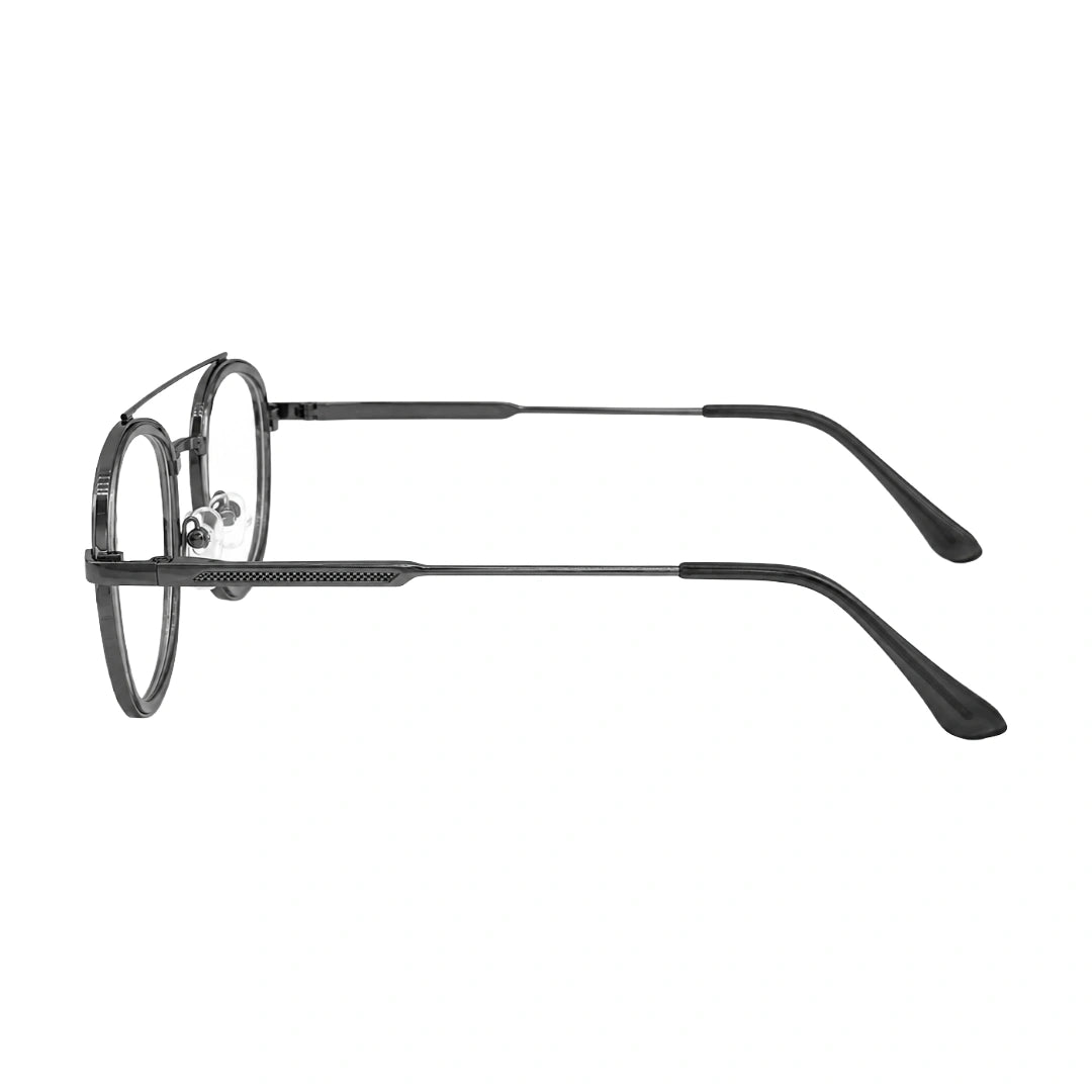 OS SLOMGA 31008 modern double bridge square optical frame in grey, side profile view