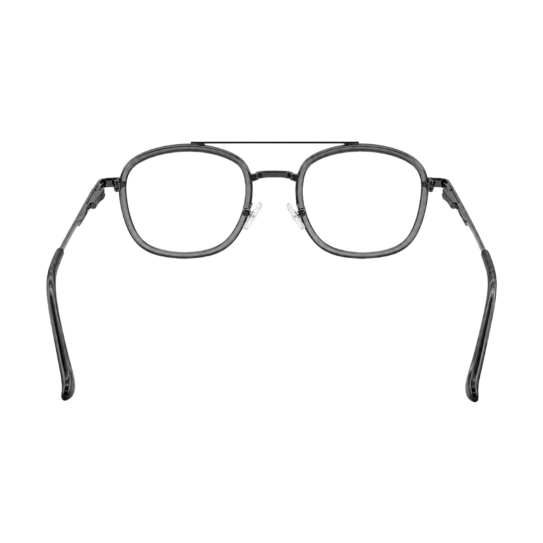 OS SLOMGA 31008 modern double bridge square optical frame in grey, rear view