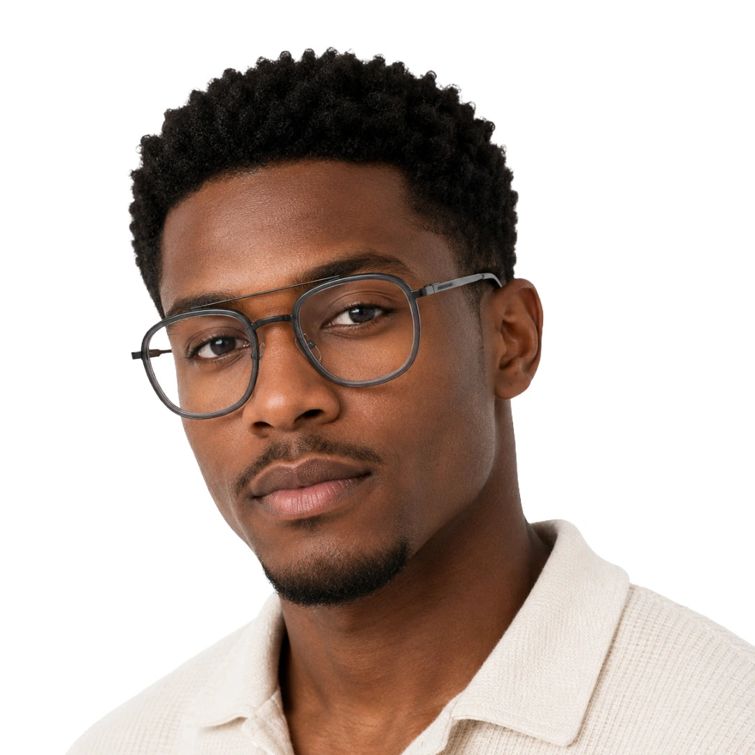 OS SLOMGA 31008 modern double bridge square optical frame in grey