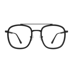 OS SLOMGA 31008 modern double bridge square optical frame in matte black, front view