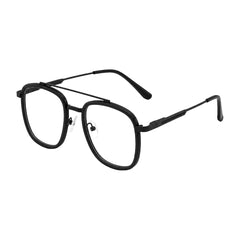 OS SLOMGA 31008 modern double bridge square optical frame in matte black, three-quarter angled view