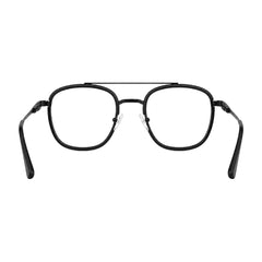 OS SLOMGA 31008 modern double bridge square optical frame in matte black, rear view