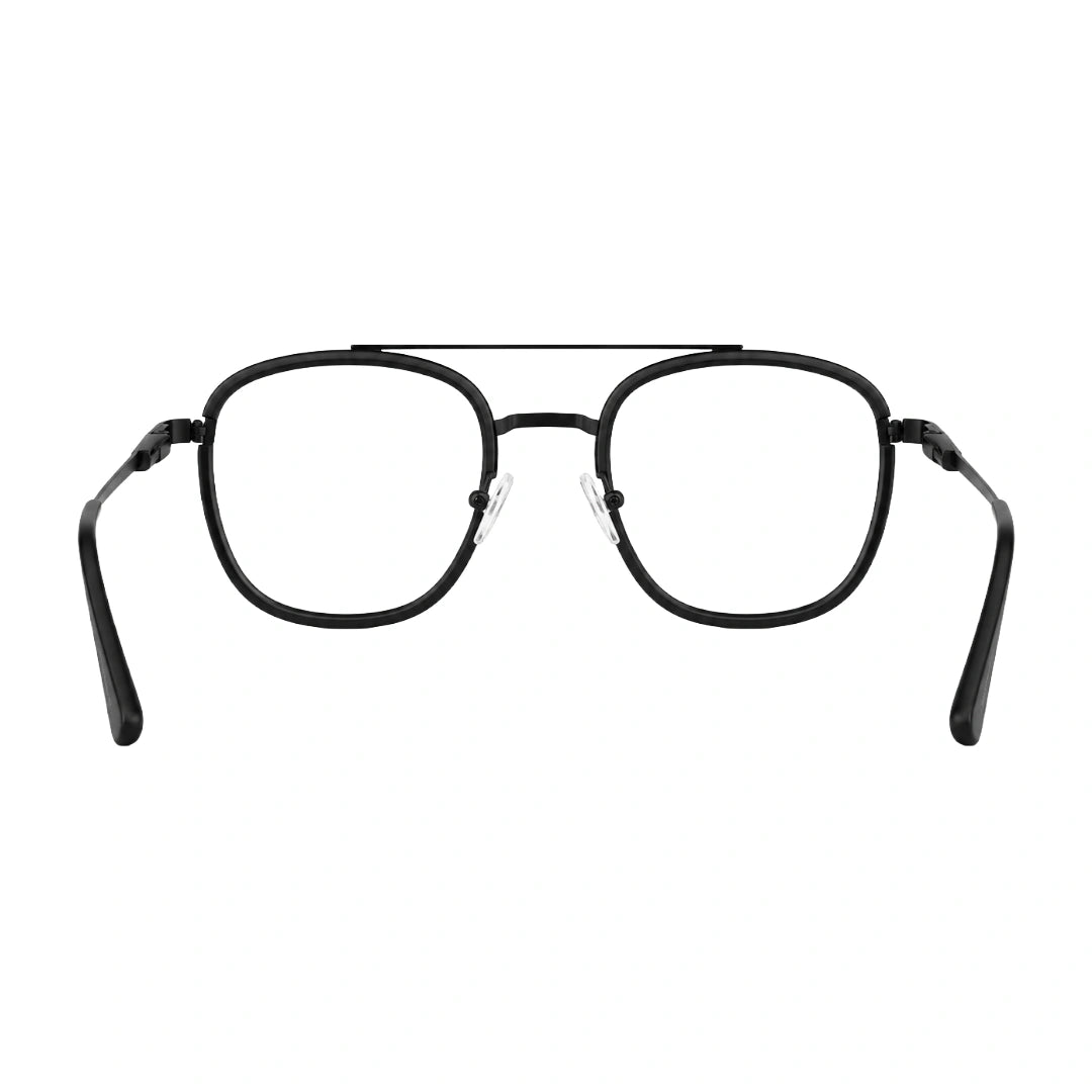OS SLOMGA 31008 modern double bridge square optical frame in matte black, rear view