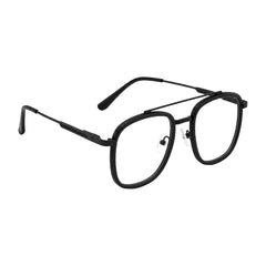 OS SLOMGA 31008 modern double bridge square optical frame in matte black, angled view