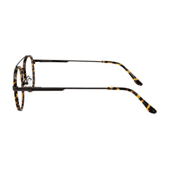 OS SLOMGA 31008 modern double bridge square optical frame in tortoise shell, side profile view