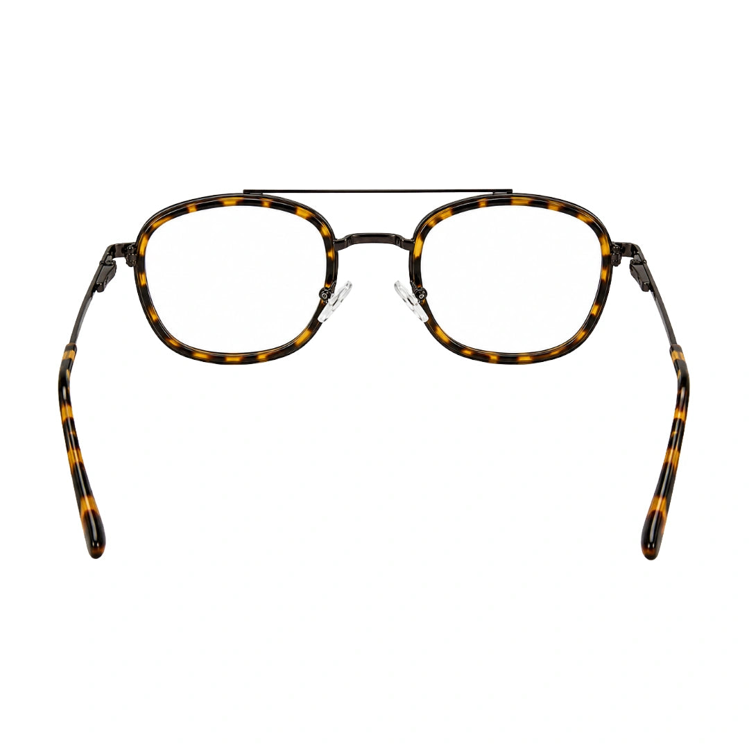 OS SLOMGA 31008 modern double bridge square optical frame in tortoise shell, rear view