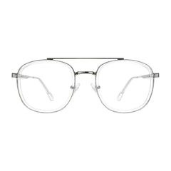 OS SLOMGA 31008 modern double bridge square optical frame in transparent, front view