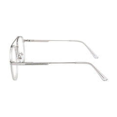 OS SLOMGA 31008 modern double bridge square optical frame in transparent, side profile view