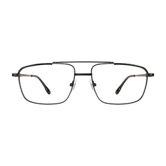 OS Slomga 31010 square double bridge metal prescription eyeglasses in black and brown, front view