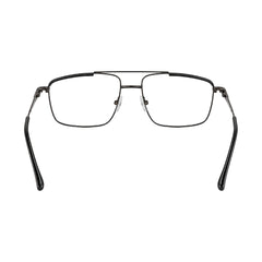 OS Slomga 31010 square double bridge metal prescription eyeglasses in black and brown, rear view