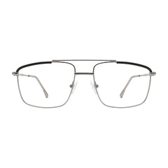 OS Slomga 31010 square double bridge metal prescription eyeglasses in black and silver, front view