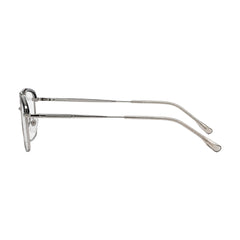 OS Slomga 31010 square double bridge metal prescription eyeglasses in black and silver, side profile view