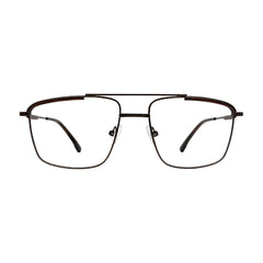 OS Slomga 31010 square double bridge metal prescription eyeglasses in brown, front view