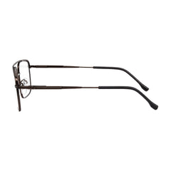 OS Slomga 31010 square double bridge metal prescription eyeglasses in brown, side profile view