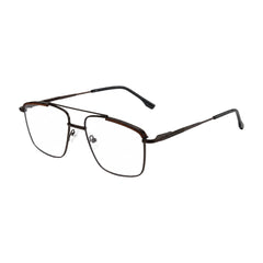 OS Slomga 31010 square double bridge metal prescription eyeglasses in brown, three-quarter angled view