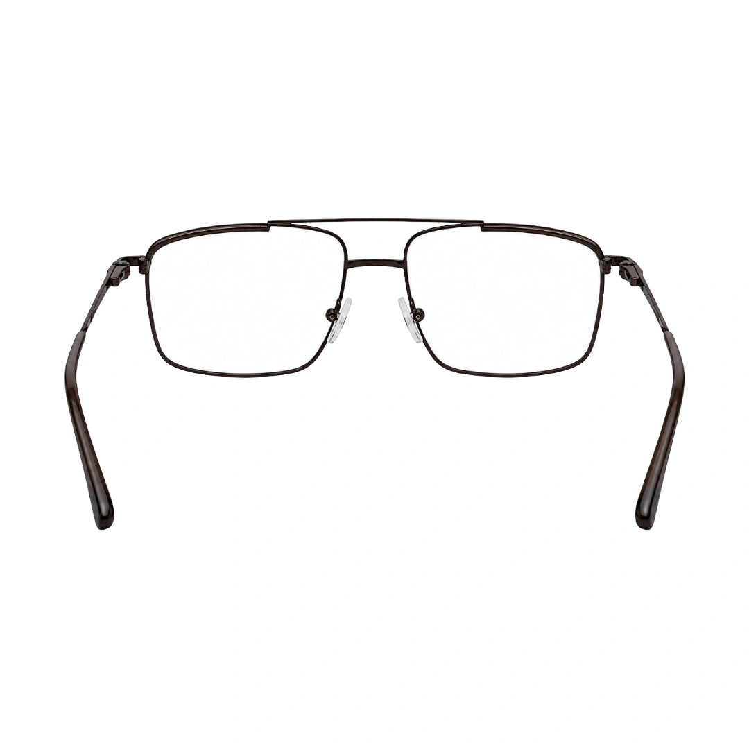 OS Slomga 31010 square double bridge metal prescription eyeglasses in brown, rear view