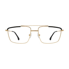 OS Slomga 31010 square double bridge metal prescription eyeglasses in gold and black, front view