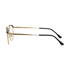 OS Slomga 31010 square double bridge metal prescription eyeglasses in gold and black, side profile view