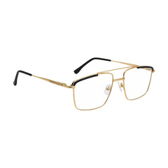 OS Slomga 31010 square double bridge metal prescription eyeglasses in gold and black, angled view