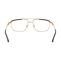 OS Slomga 31010 square double bridge metal prescription eyeglasses in gold and brown, rear view