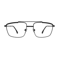 OS Slomga 31010 square double bridge metal prescription eyeglasses in glossy black, front view