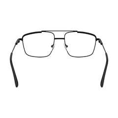 OS Slomga 31010 square double bridge metal prescription eyeglasses in glossy black, rear view