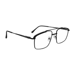 OS Slomga 31010 square double bridge metal prescription eyeglasses in glossy black, angled view