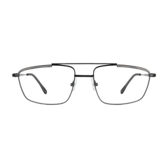 OS Slomga 31010 square double bridge metal prescription eyeglasses in grey and gunmetal, front view