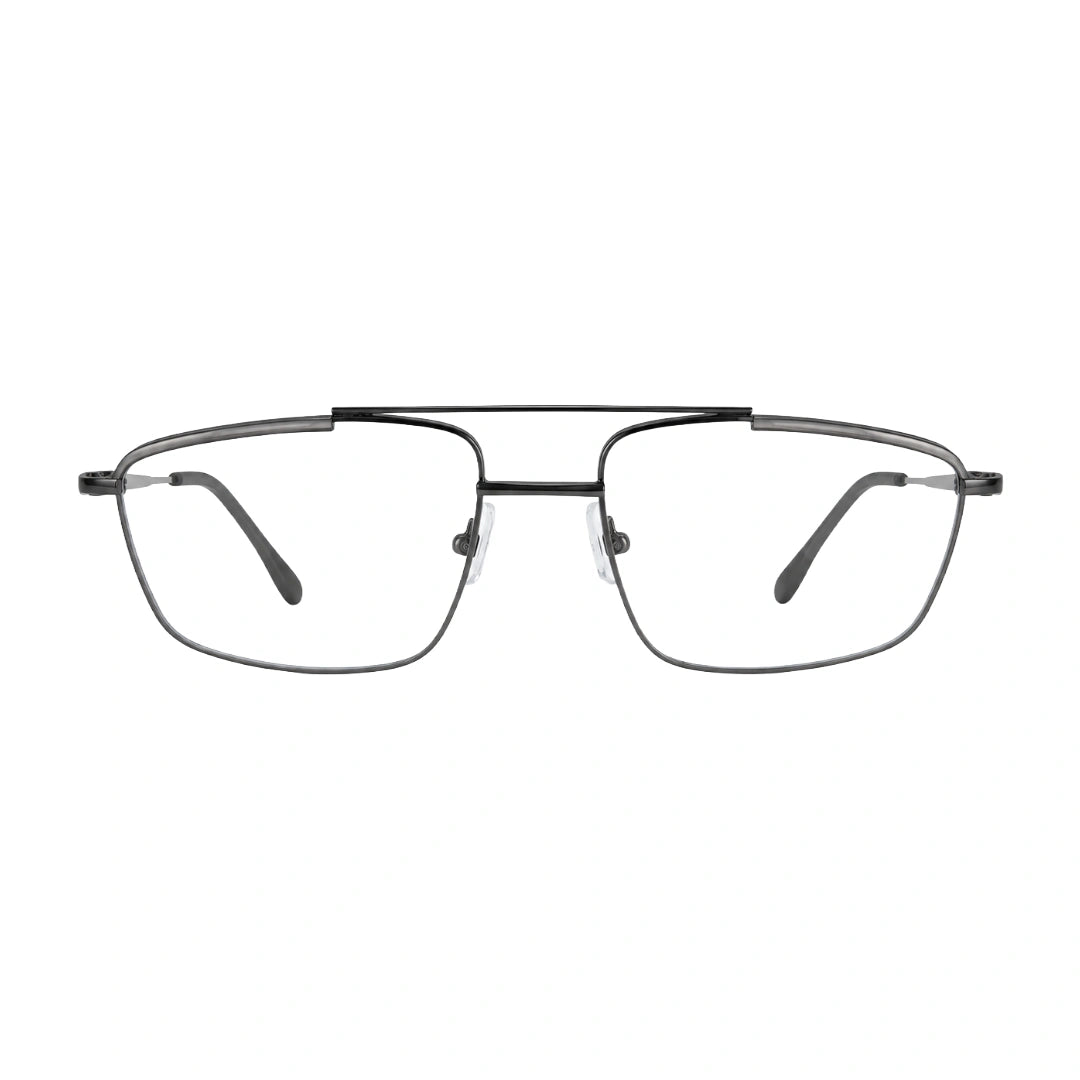 OS Slomga 31010 square double bridge metal prescription eyeglasses in grey and gunmetal, front view