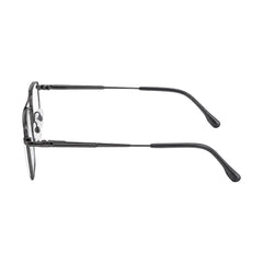 OS Slomga 31010 square double bridge metal prescription eyeglasses in grey and gunmetal, side profile view