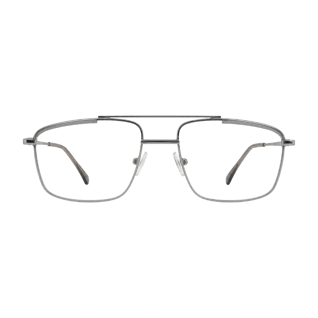 OS Slomga 31010 square double bridge metal prescription eyeglasses in grey and silver, front view
