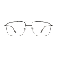 OS Slomga 31010 square double bridge metal prescription eyeglasses in grey and silver, front view