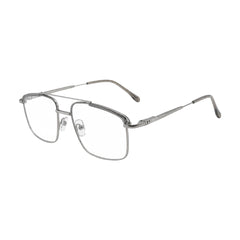 OS Slomga 31010 square double bridge metal prescription eyeglasses in grey and silver, three-quarter angled view