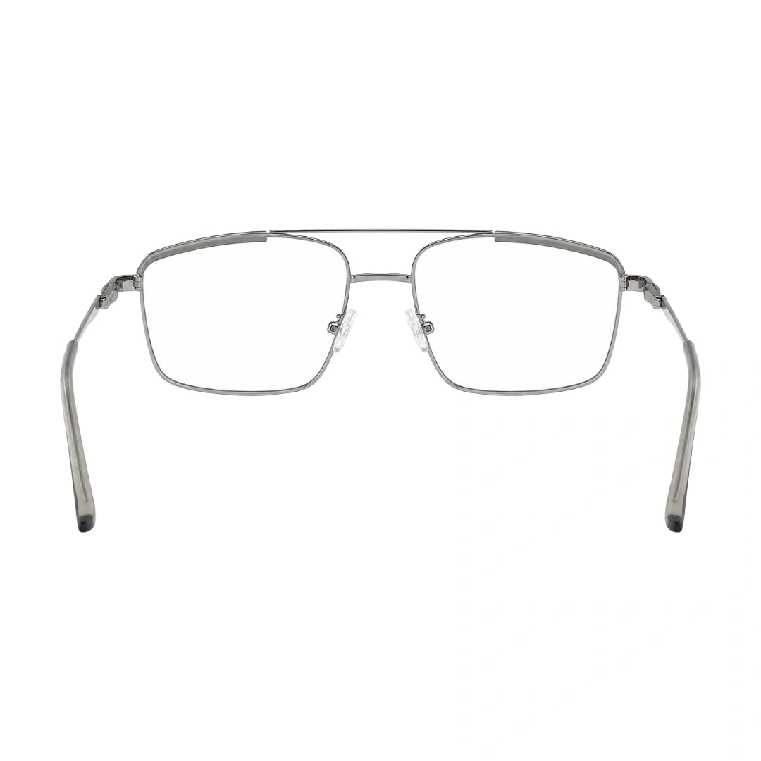 OS Slomga 31010 square double bridge metal prescription eyeglasses in grey and silver, rear view