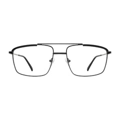 OS Slomga 31010 square double bridge metal prescription eyeglasses in gunmetal and black, front view