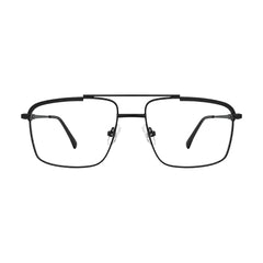 OS Slomga 31010 square double bridge metal prescription eyeglasses in matte black, front view